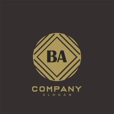 BA Premium Monogram harflerinin baş harfleri. Minimalist sembol vektör tasarımı. Lüks logot Şablonu.