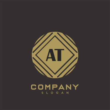 AT Premium harflerinin baş harflerinin logosu. Minimalist sembol vektör tasarımı. Lüks logot Şablonu.