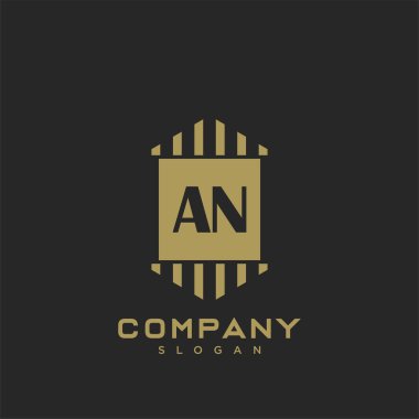 An Premium harflerinin baş harflerinin logosu. Minimalist sembol vektör tasarımı. Lüks logot Şablonu.