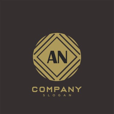 An Premium harflerinin baş harflerinin logosu. Minimalist sembol vektör tasarımı. Lüks logot Şablonu.