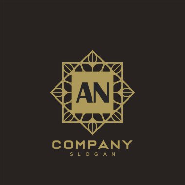 An Premium harflerinin baş harflerinin logosu. Minimalist sembol vektör tasarımı. Lüks logot Şablonu.