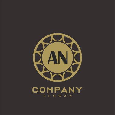 An Premium harflerinin baş harflerinin logosu. Minimalist sembol vektör tasarımı. Lüks logot Şablonu.