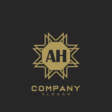 AH Premium harflerin baş harfleri. Minimalist sembol vektör tasarımı. Lüks logot Şablonu.