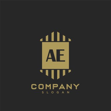 AE Premium Harf Baş harfleri Logosu. Minimalist sembol vektör tasarımı. Lüks logot Şablonu.