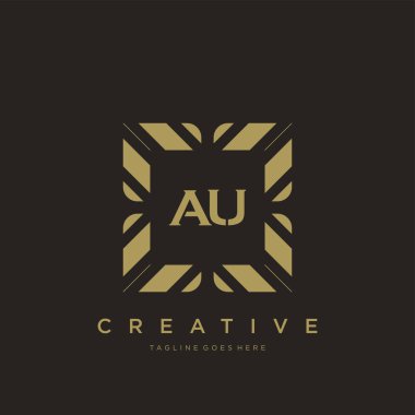 AU ilk harf lüks süsleme logo şablon vektör sanatı