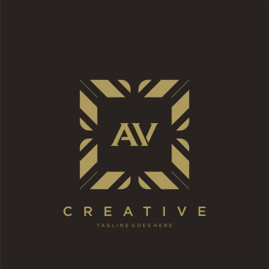 AV ilk harf lüks süsleme logo şablon vektör sanatı