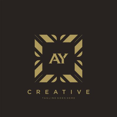 AY ilk harf lüks süsleme logo şablon vektör sanatı