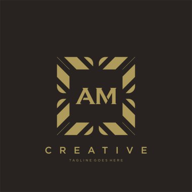 AM ilk harf lüks süsleme logo şablon vektör sanatı