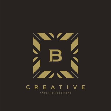 B ilk harfi lüks süsleme logo şablonu vektör sanatı