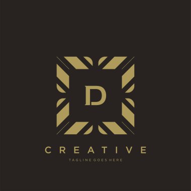 D ilk harfi lüks süsleme logo şablonu vektör sanatı