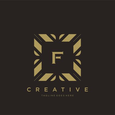 F ilk harfi lüks süsleme logo şablonu vektör sanatı