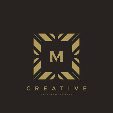 M ilk harfi lüks süsleme logo şablon vektör sanatı