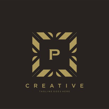 P ilk harfi lüks süsleme logo şablonu vektör sanatı
