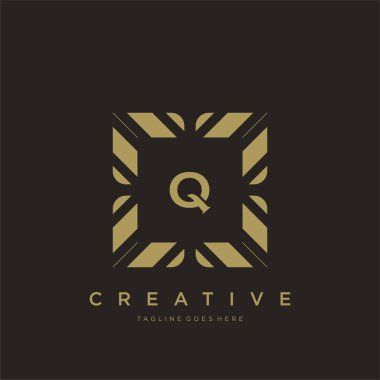 Q ilk harfi lüks süsleme logo şablonu vektör sanatı