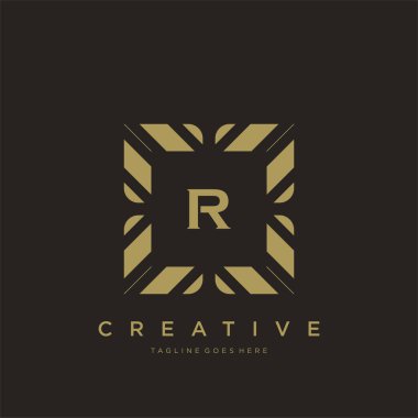 R ilk harfi lüks süsleme logo şablonu vektör sanatı