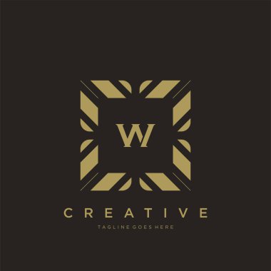 W ilk harfi lüks süs logosu şablon vektör sanatı