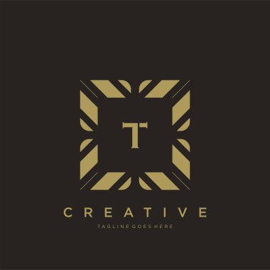 T ilk harfi lüks süs logosu şablon vektör sanatı
