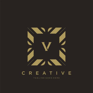 V ilk harfi lüks süsleme logo şablon vektör sanatı
