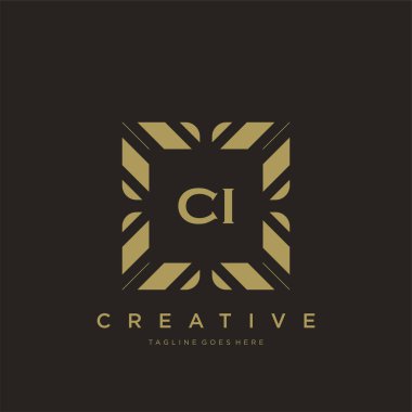 CI ilk harf lüks süsleme logo şablon vektör sanatı