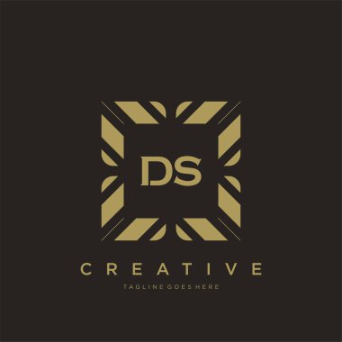 DS ilk harf lüks süsleme logo şablonu vektör sanatı