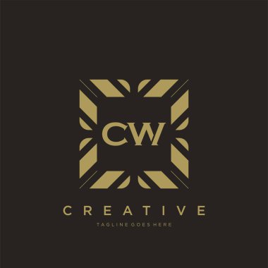CW ilk harf lüks süsleme logo şablon vektör sanatı