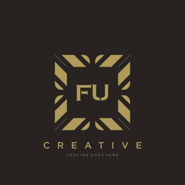 FU ilk harf lüks süsleme logo şablon vektör sanatı
