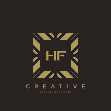 HF ilk harf lüks süsleme logo şablon vektör sanatı