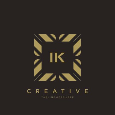 IK ilk harf lüks süsleme logo şablon vektör sanatı