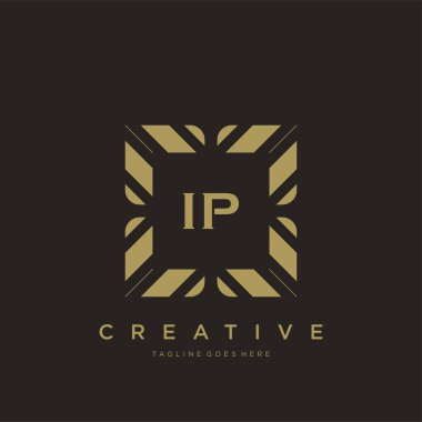 IP ilk harf lüks süsleme logo şablon vektör sanatı