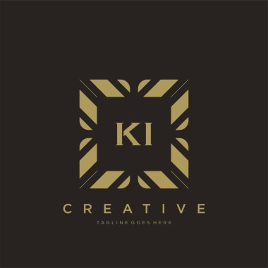KI ilk harf lüks süsleme logo şablon vektör sanatı