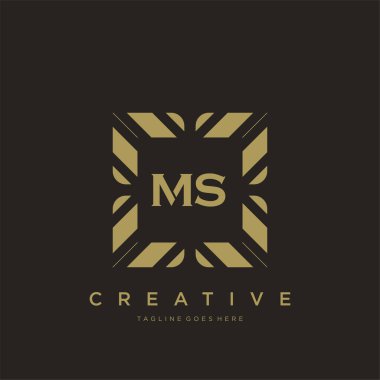 MS ilk harf lüks süsleme logo şablon vektör sanatı