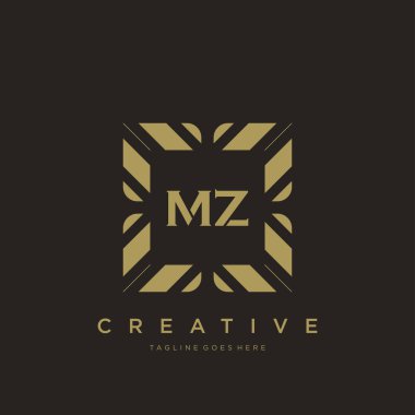 MZ ilk harf lüks süsleme logo şablon vektör sanatı