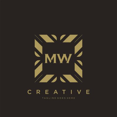 MW ilk harf lüks süsleme logo şablon vektör sanatı