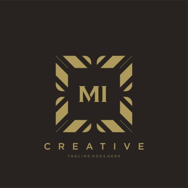 MI ilk harf lüks süsleme logo şablon vektör sanatı