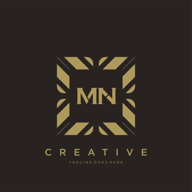 MN ilk harf lüks süsleme logo şablon vektör sanatı