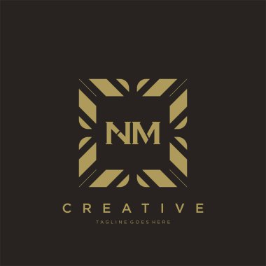 NM ilk harf lüks süsleme logo şablon vektör sanatı