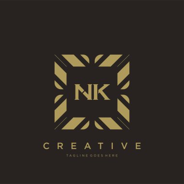 NK ilk harf lüks süsleme logo şablon vektör sanatı