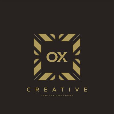 OX ilk harf lüks süsleme logo şablon vektör sanatı