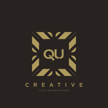 QU ilk harf lüks süsleme logo şablon vektör sanatı