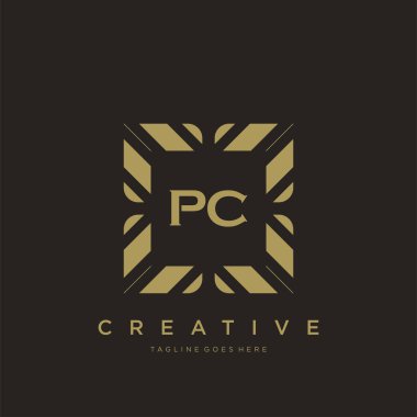 PC ilk harf lüks süsleme logo şablon vektör sanatı