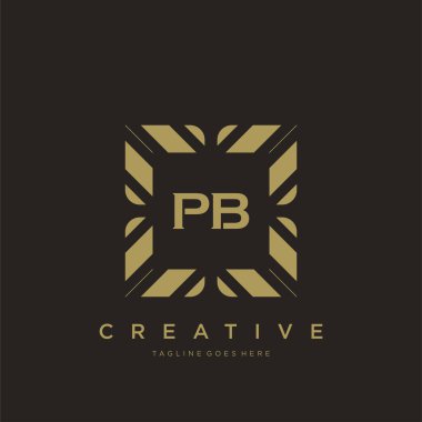 PB ilk harf lüks süsleme logo şablon vektör sanatı