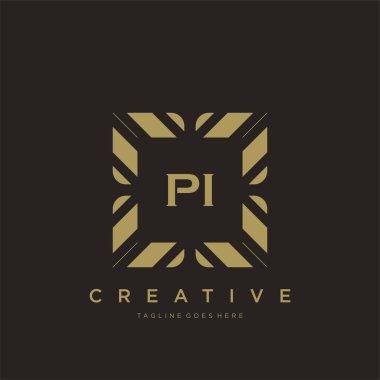 PI ilk harf lüks süsleme logo şablon vektör sanatı