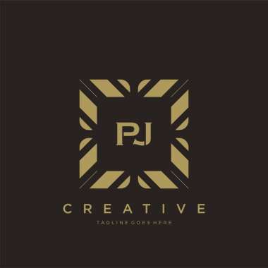 PJ ilk harf lüks süsleme logo şablon vektör sanatı