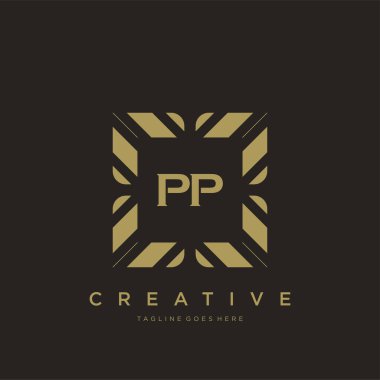 PP ilk harf lüks süsleme logo şablon vektör sanatı