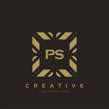 PS ilk harf lüks süsleme logo şablon vektör sanatı