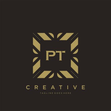 PT ilk harf lüks süsleme logo şablon vektör sanatı