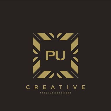 PU ilk harf lüks süsleme logo şablon vektör sanatı