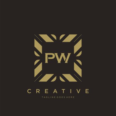 PW ilk harf lüks süsleme logo şablon vektör sanatı