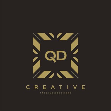 QD ilk harf lüks süsleme logo şablon vektör sanatı