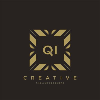 QI ilk harf lüks süsleme logo şablon vektör sanatı